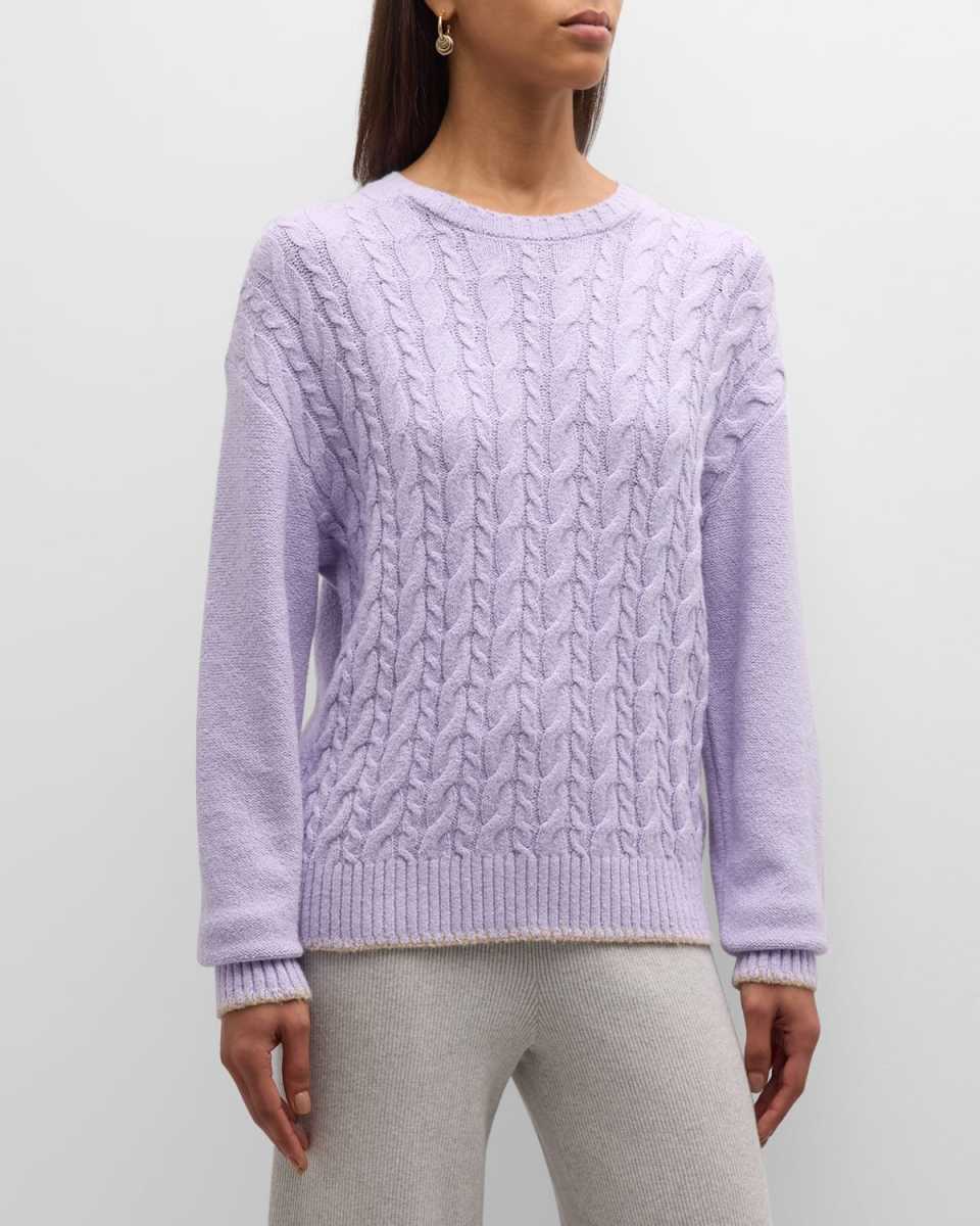 Cotton-Blend Cable Crewneck Sweat